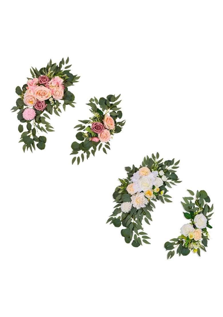 Enakshi Wedding Arch Flowers Home Decor Silk Flowers for Farmhouse Welcome Sign Door Pink - Indya