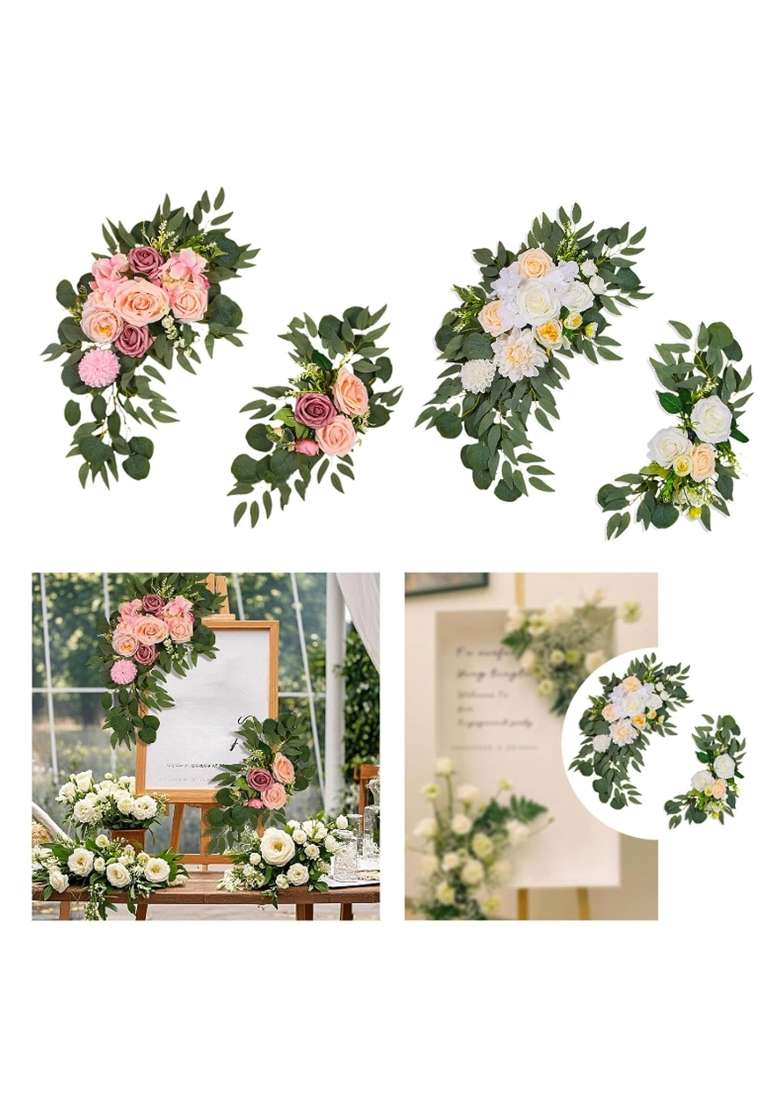 Enakshi Wedding Arch Flowers Home Decor Silk Flowers for Farmhouse Welcome Sign Door Pink - Indya