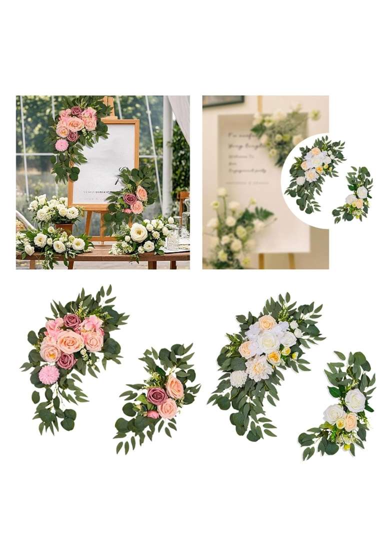 Enakshi Wedding Arch Flowers Home Decor Silk Flowers for Farmhouse Welcome Sign Door Pink - Indya