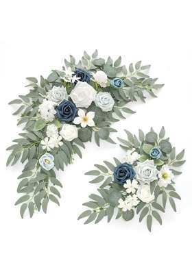 Piklado Faux Flower Swag for Wedding Welcome Signs Floral Swag Wedding Reception Ceremony Signs Set of 2