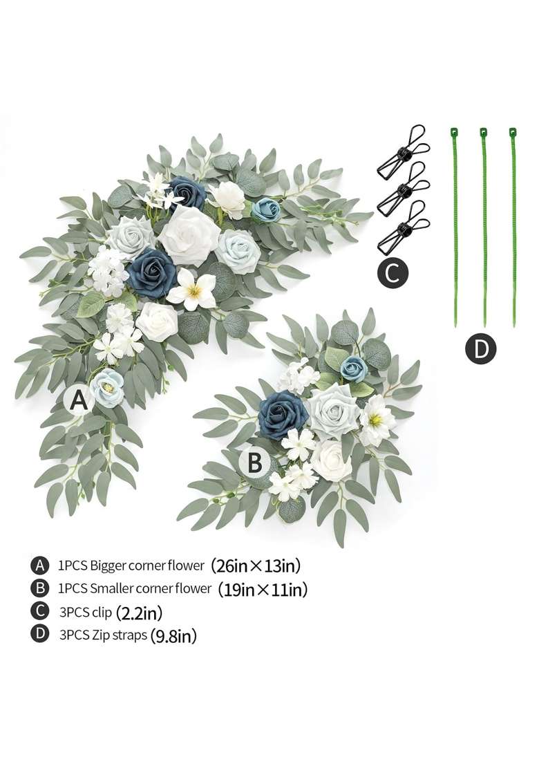 Piklado Faux Flower Swag for Wedding Welcome Signs Floral Swag Wedding Reception Ceremony Signs Set of 2 - Indya