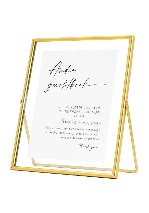 Calculs Gold Glass Picture Floating Frames 10x8 Inches for Party Table Decoration Sign Wedding Inspo Audio