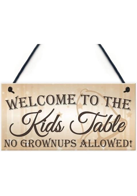 Maiyuan Welcome to the Kids Table Wood Signs Novelty Hanging Wedding Decoration Plaque Childrens Sign 10x5