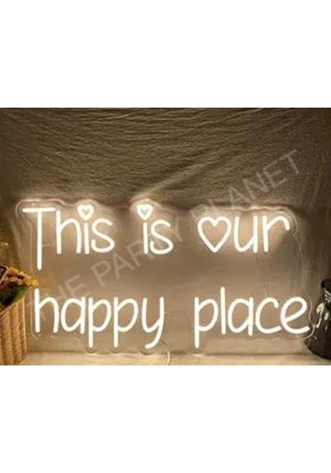 The Party Planet This Is Our Happy Place Heart Neon Sign LED Neon Light Bedroom Home Wall Decor Coffee Shop