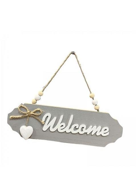 Trendynest 3Xwooden Hanging Door Sign with Bowknot Door Hanger for Porch Front Door Decor Welcome Gray