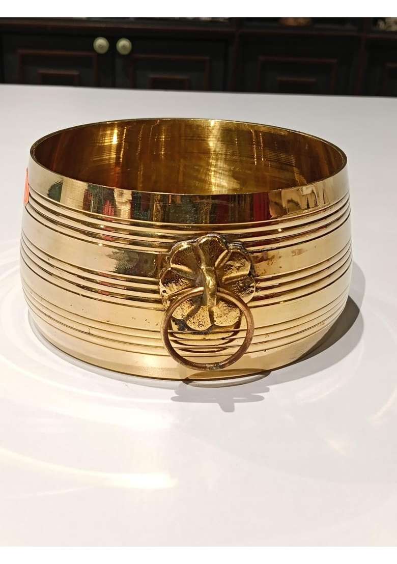 Gold Brass Para Kalasa Kerala Traditional Vessel Padi Urli for Pooja Diya and Flower Decoration - Indya