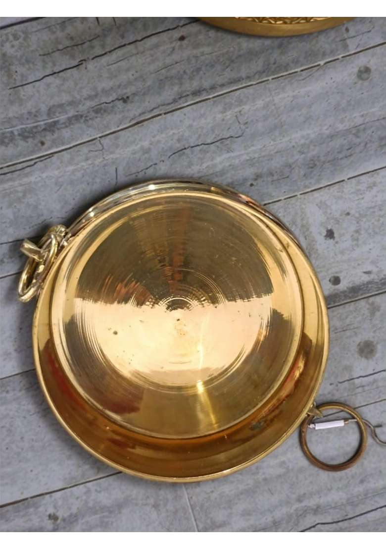Gold Brass Para Kalasa Kerala Traditional Vessel Padi Urli for Pooja Diya and Flower Decoration - Indya