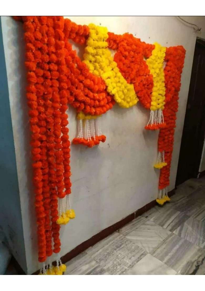Shreya Fashion Artificial Marigold Flowers Garlands Hanging Door Toran Doorway for Diwali - Indya