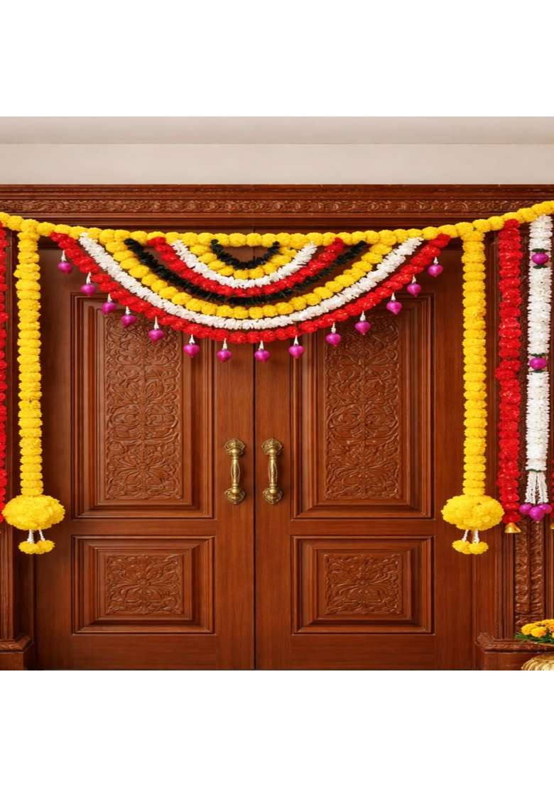 Sellplus Multicolour Artificial Genda Bandhanwar Door Decoration Wedding Haldi Party Decor - Indya