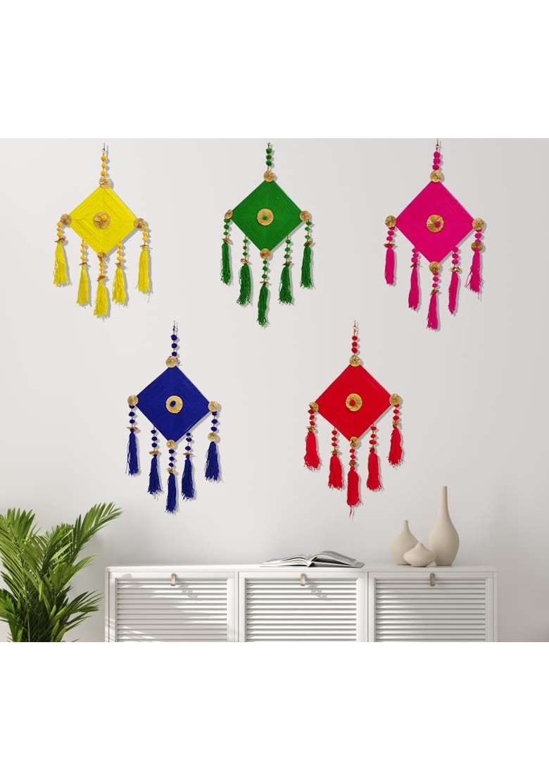 Craftvatika Multicolour Kites Wall Hanging Home Decoration Items Sets Anniversary Birthday - Indya