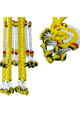 Lightniing Hammerz Decorative Marigold Artificial Fluffy Garland for Home Door Decoration Diwali Set of 12