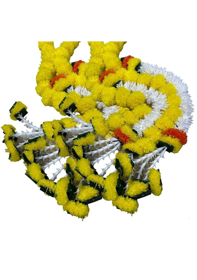Lightniing Hammerz Decorative Marigold Artificial Fluffy Garland for Home Door Decoration Diwali Set of 12 - Indya