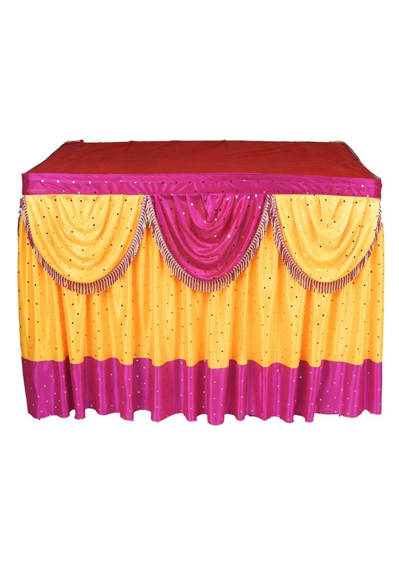 Priyakant Safawala Ganpati Decoration Table Frill Ideas at Home Festival Diwali Ganesh Chaturthi - Indya