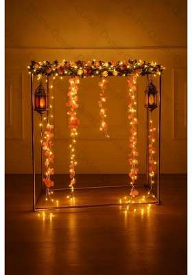Divine Quest Gold Artificial Flower Decorative Stand for Wedding Haldi Mehndi Festival and Home Decor