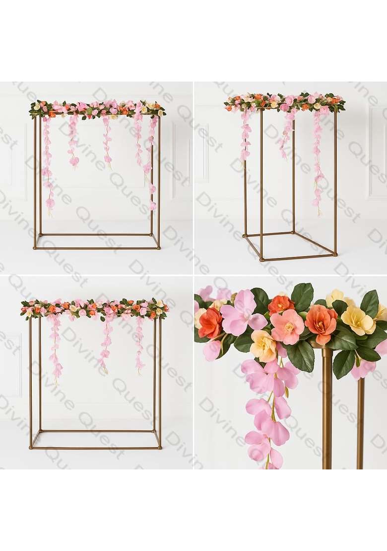 Divine Quest Gold Artificial Flower Decorative Stand for Wedding Haldi Mehndi Festival and Home Decor - Indya