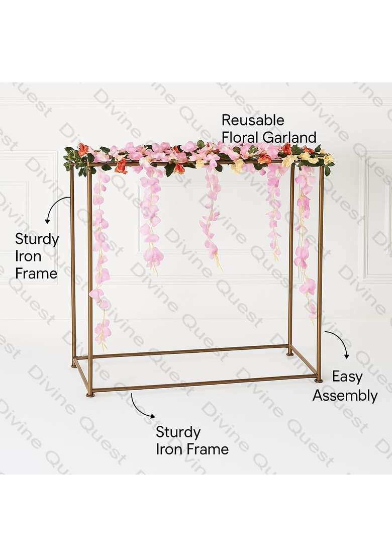 Divine Quest Gold Artificial Flower Decorative Stand for Wedding Haldi Mehndi Festival and Home Decor - Indya