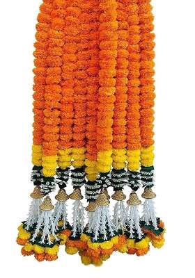 Lightniing Hammerz Decorative Marigold Jasmine Bell Artificial Fluffy Garland for Home Door Set of 10