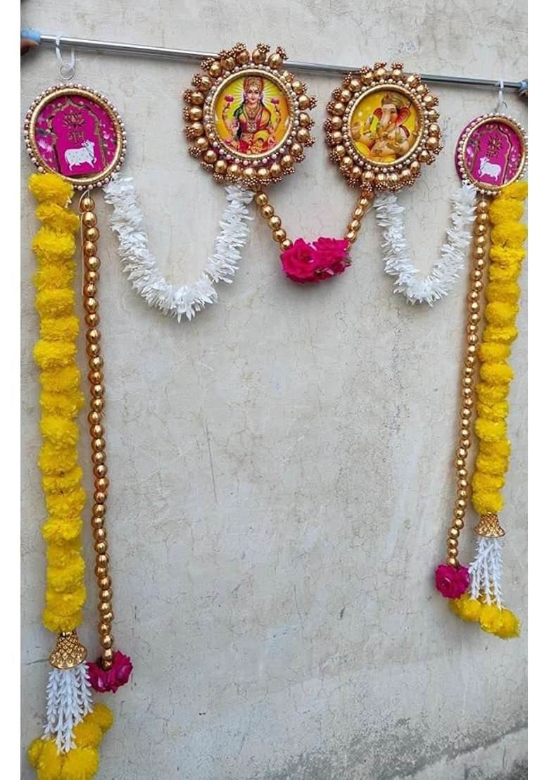 Sellplus Multicolour Artificial Genda Laxmi and Ganesh Ji Bandhanwar Door Decoration - Indya