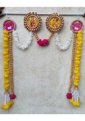 Sellplus Multicolour Artificial Genda Laxmi and Ganesh Ji Bandhanwar Door Decoration Wedding Haldi Party Decor