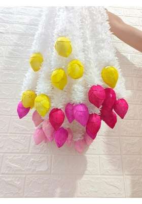 Style Speaks India 3 Feet Baby Pink Lotus Bud and Jasmine Flower Garland Elegant Floral String