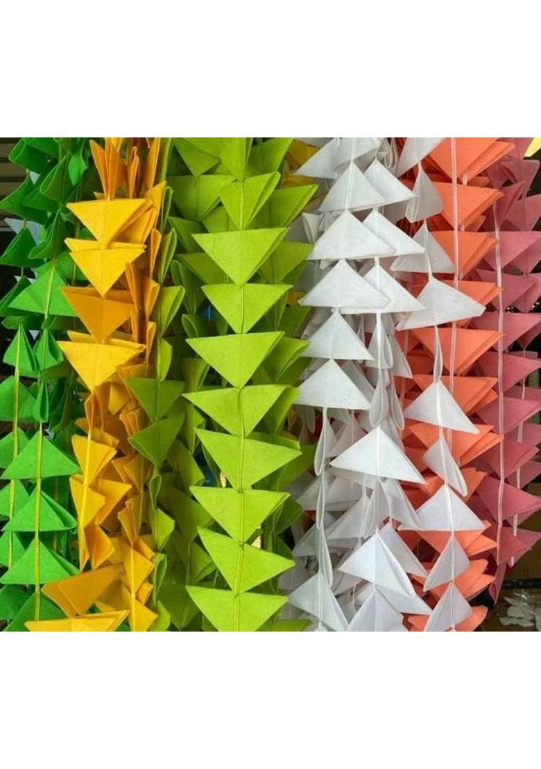 Decorative Triangle Felt Fabric Garlands Handmade 4Ft Hanging Toran Indian for Mehndi Haldi Wedding Pack of 8 - Indya