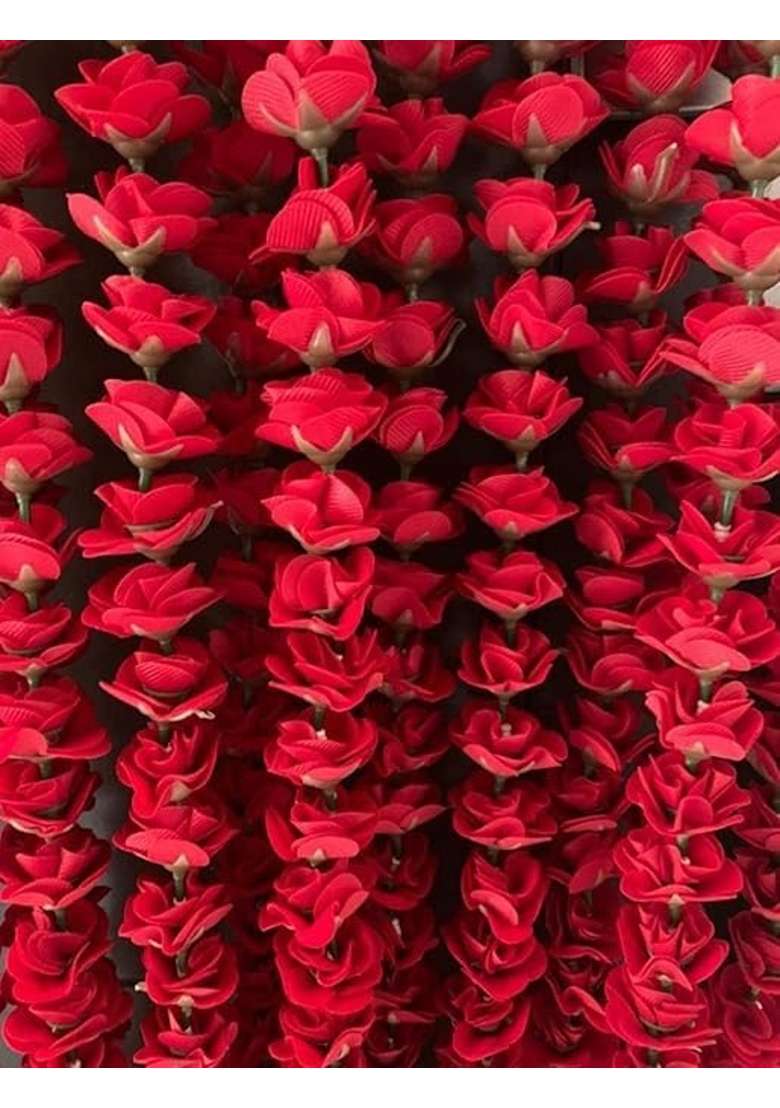 Shreya Fashion Artificial Red Roses Garland String Red Velvet Rose Ladi Long - Indya