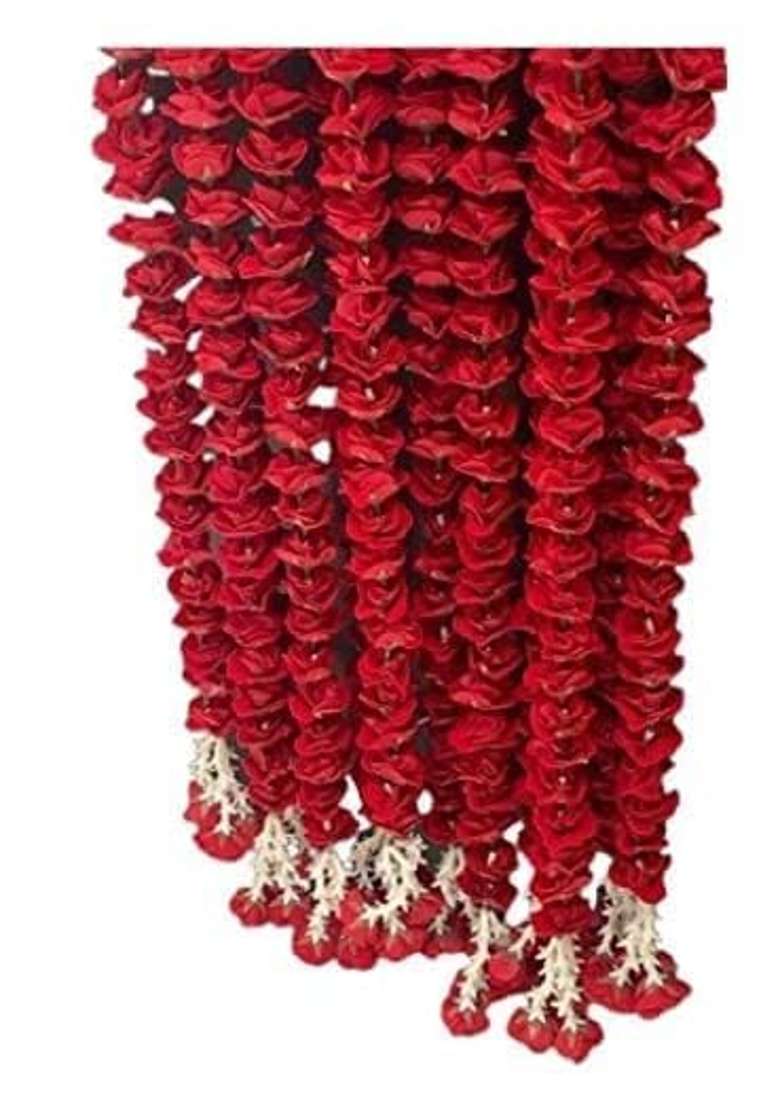 Shreya Fashion Artificial Red Roses Garland String Red Velvet Rose Ladi Long - Indya