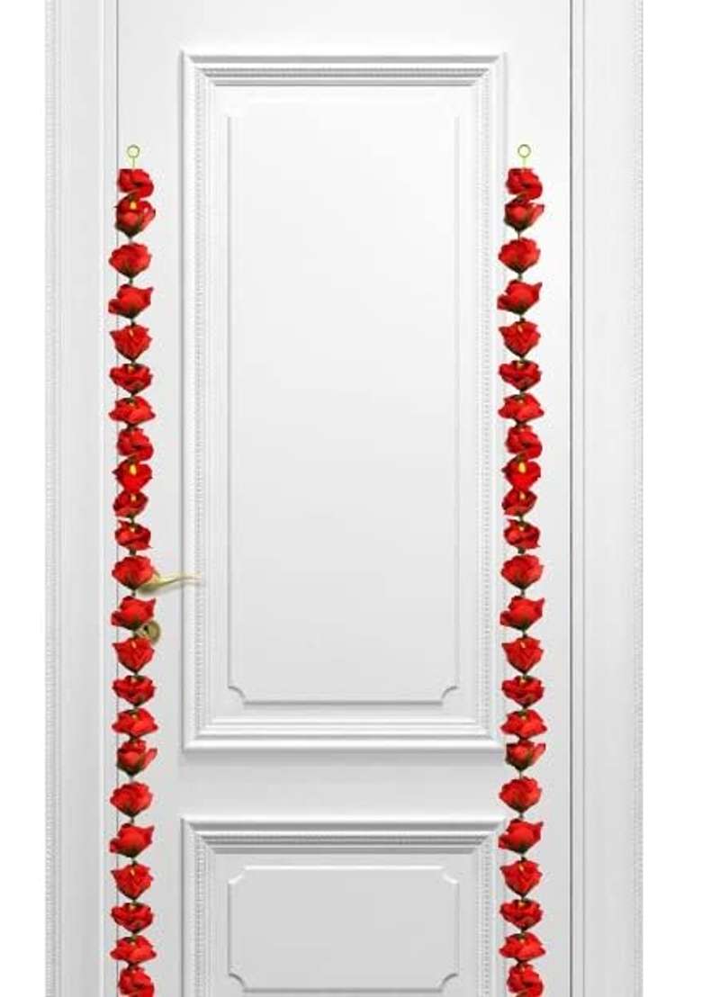 Shreya Fashion Artificial Red Roses Garland String Red Velvet Rose Ladi Long - Indya