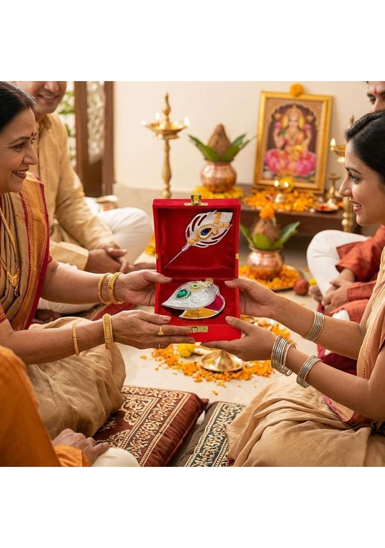 Saugat Traders Silver Plated Haldi Kumkum Tilak Stick Gift Box Return Gifts for Puja Favors Items Pack of 10 - Indya