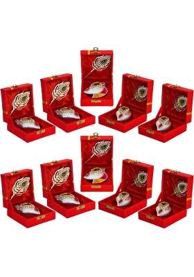 Saugat Traders Silver Plated Haldi Kumkum Tilak Stick Gift Box Return Gifts for Puja Favors Items Pack of 10