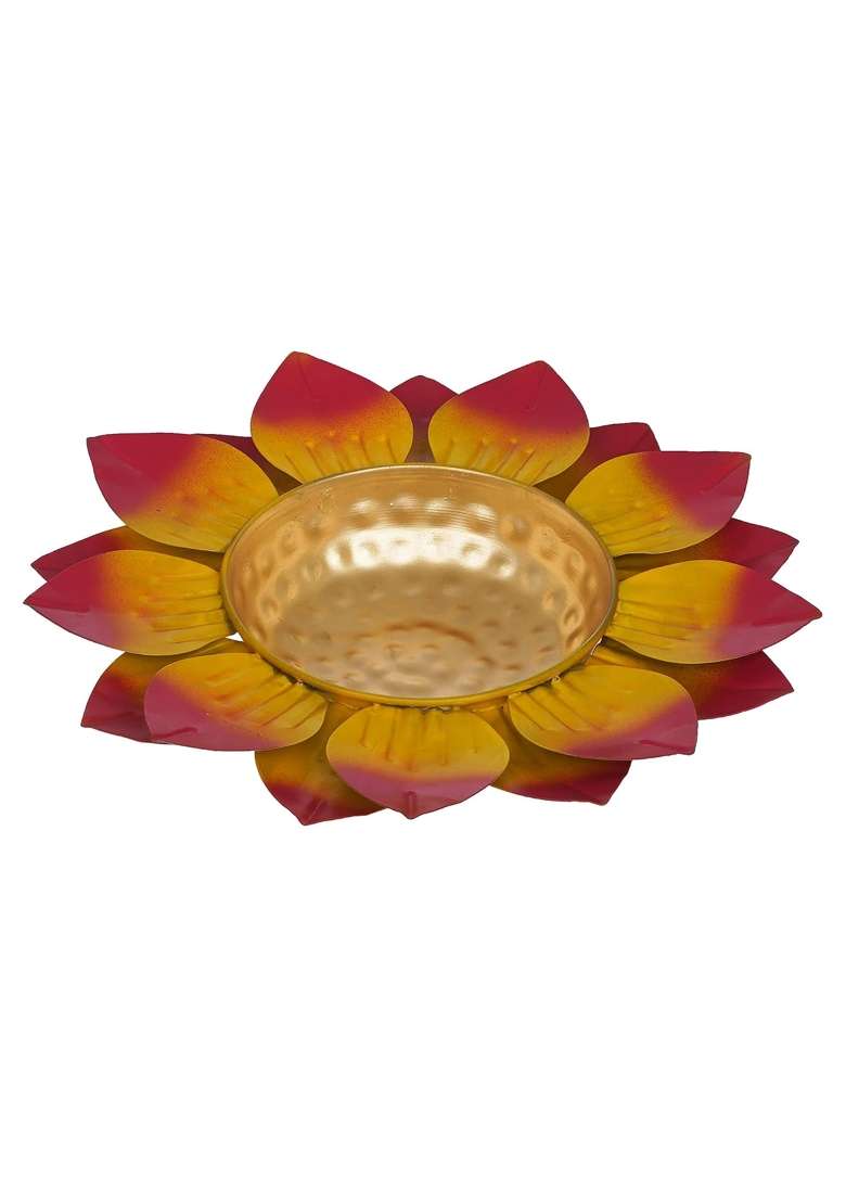Webelkart Premium Multicolor Leaf Flower Decorative Urli Bowl for Home Handcrafted Bowl for Floating Flowers - Indya
