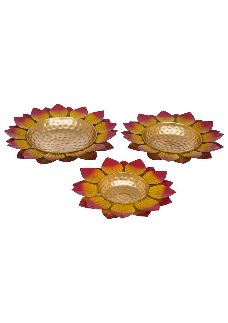 Webelkart Premium Multicolor Leaf Flower Decorative Urli Bowl for Home Handcrafted Bowl for Floating Flowers - Indya