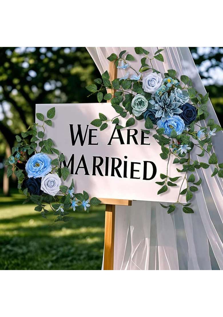 Merishopp 2Pcs Wedding Arch Flowers Ornament Decorations for Ceremony Front Door Party Blue - Indya