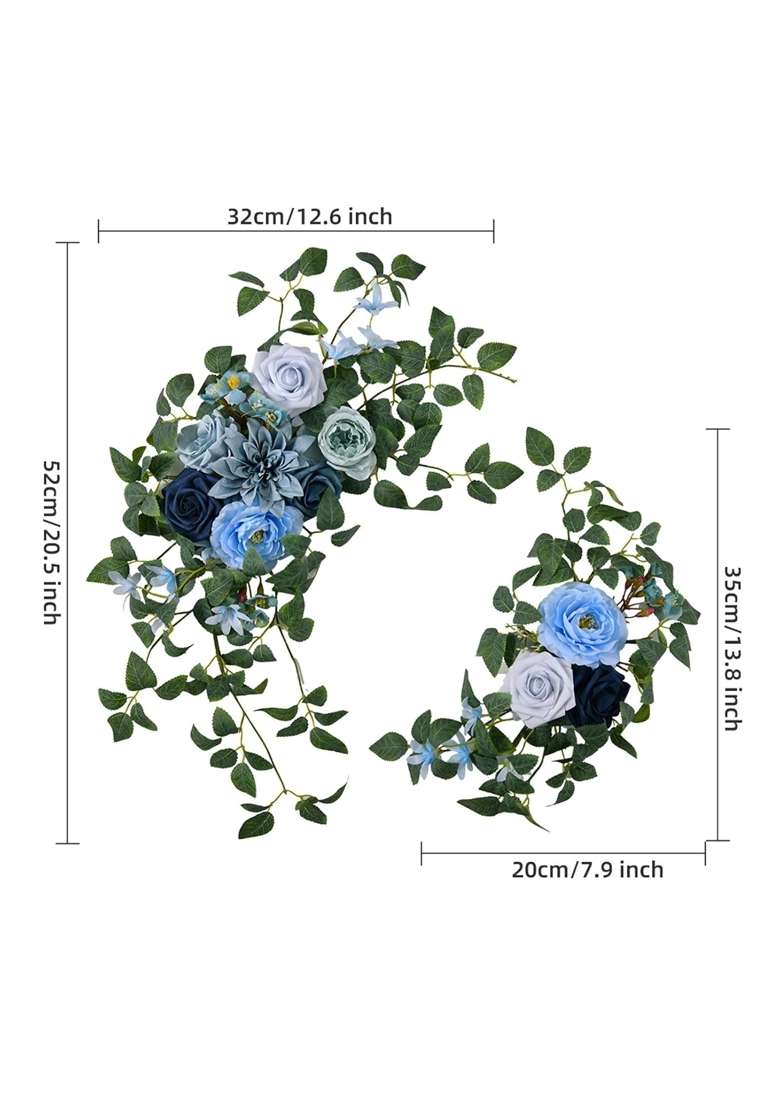 Merishopp 2Pcs Wedding Arch Flowers Ornament Decorations for Ceremony Front Door Party Blue - Indya