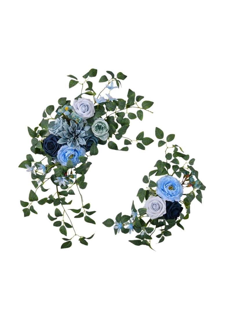 Merishopp 2Pcs Wedding Arch Flowers Ornament Decorations for Ceremony Front Door Party Blue - Indya