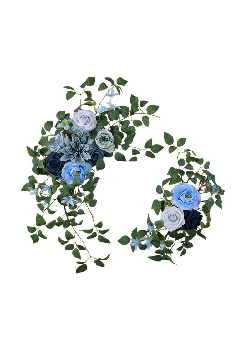 Merishopp 2Pcs Wedding Arch Flowers Ornament Decorations for Ceremony Front Door Party Blue - Indya