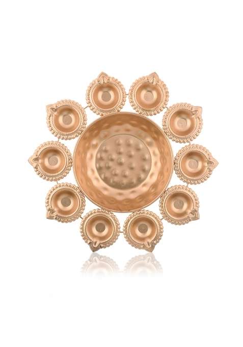 Craftvatika Iron Urli Bowl for Home Decor Decorative Diya Flower Shape Flower Pack of 20
