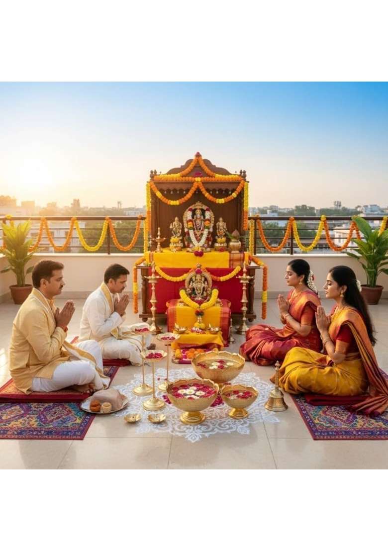 Zelvio Brass Urli Bowl Set with Flower Stand Diyas Gold Finish Taj Urli Floating Flower Set Set of 9 - Indya