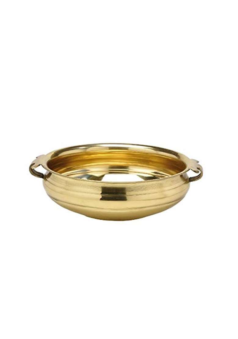 Buyerwell Gold Plain Brass Decorative Urli Uruli Bowl 14 Inch Handcrafted Bowl for Floating Flowers Home - Indya