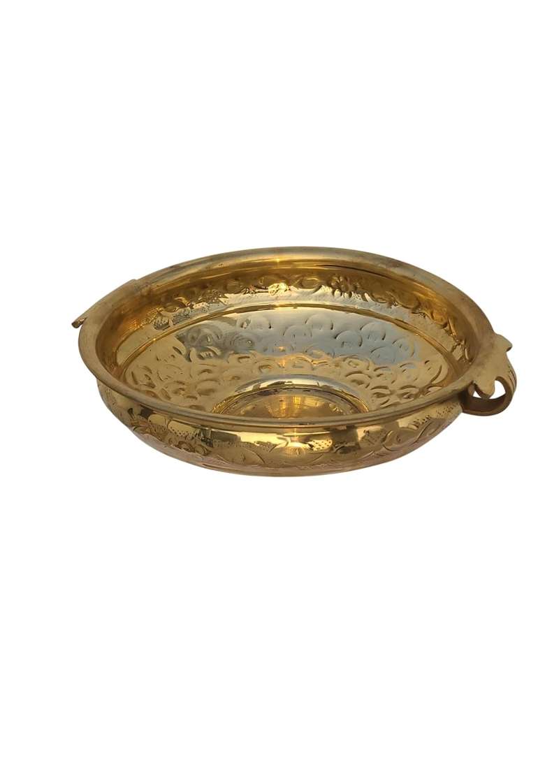 Jhalkari Creations Big Brass Urli Golden Finish Decorative Bowl Spacious Design for Flowers Candles Festive - Indya