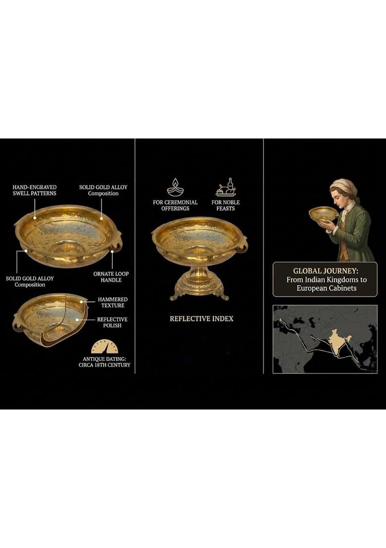Jhalkari Creations Big Brass Urli Golden Finish Decorative Bowl Spacious Design for Flowers Candles Festive - Indya