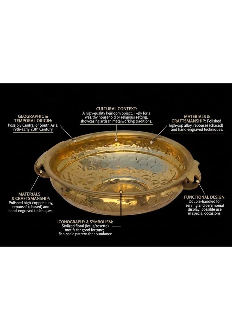 Jhalkari Creations Big Brass Urli Golden Finish Decorative Bowl Spacious Design for Flowers Candles Festive - Indya