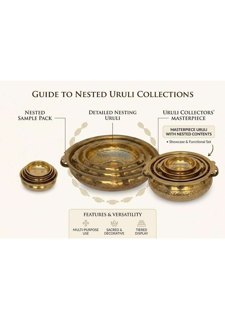 Jhalkari Creations Big Brass Urli Golden Finish Decorative Bowl Spacious Design for Flowers Candles Festive - Indya