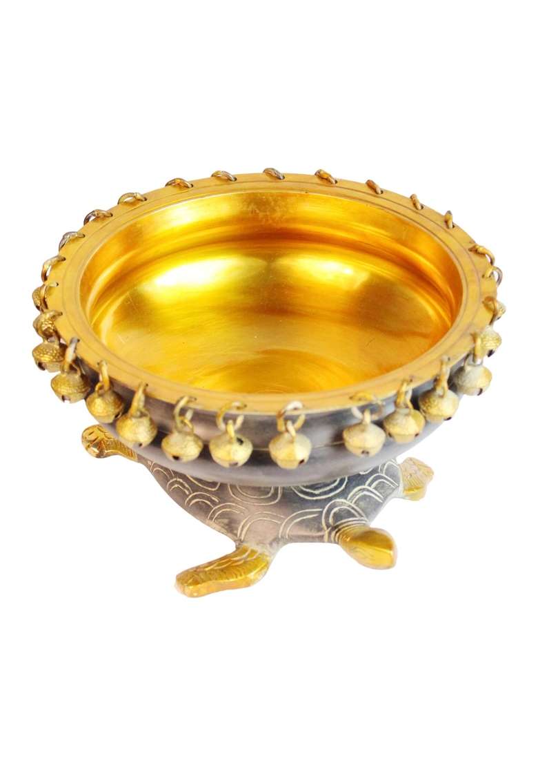 Artvarko Brass Urli Ethnic Traditional Tortoise Urli Decorative Vastu Fengshui Bowl for Flowers - Indya