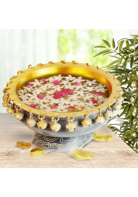 Artvarko Brass Urli Ethnic Traditional Tortoise Urli Decorative Vastu Fengshui Bowl for Flowers