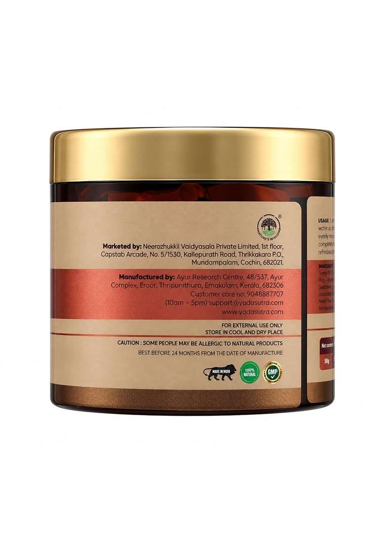 Yadasutra Red Sandalwood Face Pack Powder 50G Raktha Chandan Ubtan for Tan Removal - Indya
