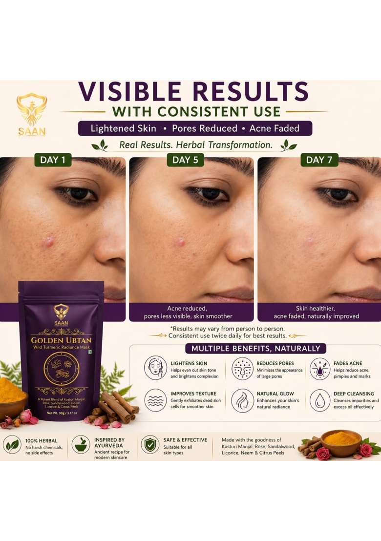 SAAN Ubtan Powder for Face and Body Ayurvedic Tan Removal and Skin Brightening Pack of 2 - Indya