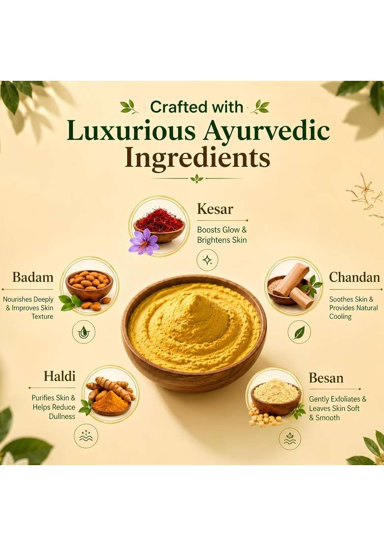 Satyaaveda Ubtan Ayurvedic Face Pack Powder with Saffron Turmeric Almond Sandalwood - Indya