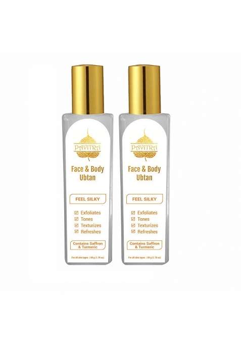 Pavitra Plus Face and Body Ubtan for Instant Glow Natural Saffron Turmeric and Lodh Exfoliates Pack of 2