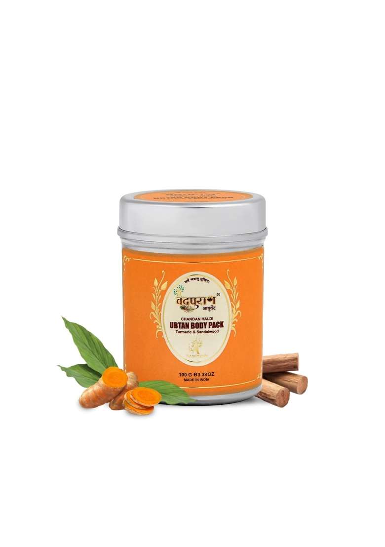 Vedpuran Chandan Haldi Ubtan Body Pack Natural Herbal Face and Body Mask for Glowing Skin - Indya